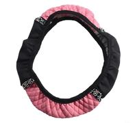 Set di 3 coprivolante e spallina per auto con strass rosa, in finta pelle, accessori per interni per donne e ragazze, morbidi al tatto