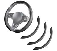 Set di 3 coprivolanti per auto in pelle a scatto, antiscivolo, accessori per volante da 36,8 a 38,1 cm, universale, nero