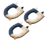 Set di 3 copriwater con simpatico gatto, morbidi, spessi, caldi e lavabili, con cerniera.