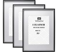 Set di 3 cornici in bianco e nero bicolore da 28 x 35 cm, con doppio passepartout per foto A4 e 7 x 5, bianco e nero bicolore in scatola A4, 3 confezioni per montaggio a parete.