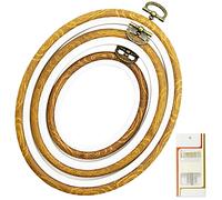 Set di 3 cornici per punto croce, diverse misure, per ricamo rotondo, in plastica, mini anello da ricamo, per fai da te, produzione a punto croce e display, set di cornici ovali