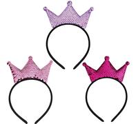 Set di 3 corone, principesse, diadema, per capelli, corona rosa, per bambini, decorazioni di alta qualità per compleanni, feste in costume e stagioni