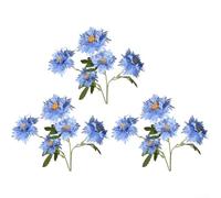 Set di 3 crisantemi artificiali con petali realistici e steli flessibili per tavoli da dessert, sfondi per eventi e decorazioni per interni (blu)