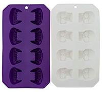 Set di 3 cubetti di ghiaccio a forma di Halloween/food Molds - Teschio e ossa, Spider e Webs, teschi Orange,Purple,Black