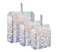 Set di 3 cubi da viaggio per valigie, pieghevoli, per riporre borse, armadi, bagagli, bagagli, personale di gestione dei bagagli, con glitter, colore: rosa, viola, giallo, bianco