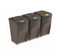 Set di 3 cubi riciclabili in plastica PROSPERPLAST da 105 litri Sortibox in grigio