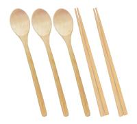Set di 3 cucchiai di legno con manico lungo, 2 paia di bacchette e utensili da cucina