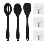 Set di 3 Cucchiai in Silicone con Ganci - Spatole e Cucchiaio Miscelatore con Schiumarola per Utensili da Cucina
