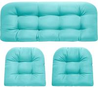 Set di 3 cuscini di ricambio per sedie da giardino in rattan, impermeabili per tutte le stagioni, cuscini per panca in vimini ispessiti, cuscini per mobili da giardino da esterno, 1 divanetto e 2
