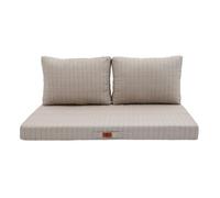 Set di 3 cuscini sfoderabili beige screziato per salotto da giardino, comfort premium, anti raggi UV, seduta: 120 x 60 cm, schienale: 120 x 35 cm, decorazione artistica