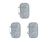Set di 3 custodie lunghe per ferri da maglia, in tessuto Oxford, con foglie grigie e foglie grigie