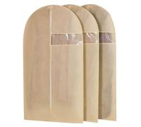 Set di 3 Custodie per Abiti per Appendere, Copriabiti Antipolvere, con Finestra Trasparente, Antipolvere e Traspirante(Beige,60x80cm/24x31in)