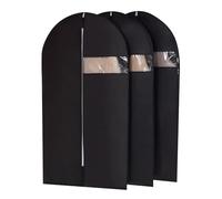 Set di 3 Custodie per Abiti per Appendere, Copriabiti Antipolvere, con Finestra Trasparente, Antipolvere e Traspirante(Black,60x80cm/24x31in)