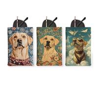 Set di 3 custodie per occhiali da sole per cani, stile vintage, motivo floreale, per occhiali da sole, portatile, per viaggi, vacanze di primavera, vintage, 7x4.7 Inch