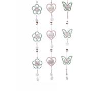 Set Di 3 Decorazioni A Sospensione FIORI, Cuore + Farfalla L. 77cm Formano F25