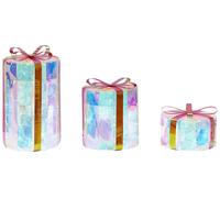 Set di 3 decorazioni da esterno regali di Natale con led multicolore 30 cm