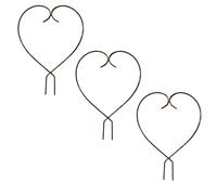Set di 3 decorazioni da giardino per traliccio a forma di cuore in filo metallico, 28 cm, in ruggine per balcone e terrazza