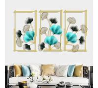 Set Di 3 Decorazioni Da Parete in Metallo Con Foglie Di Ginkgo, Moderne Sculture Da Parete in Oro Di Grandi Dimensioni, Decorazioni Da Parete Artistiche Per Soggiorno, Bagno, Cucina, Ufficio, 38*70 Cm