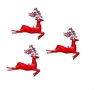 Set di 3 decorazioni natalizie a forma di alce per albero e decorazioni da appendere per migliorare l'atmosfera delle vacanze (rosso)