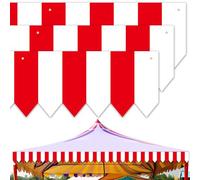 Set di 3 decorazioni per feste a tema circo, baldacchino a strisce bianche e rosse, bandiere sospese, tenda da circo, copertura in plastica