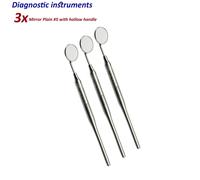 Set di 3 Dentale Diagnostica Strumenti Plain Nº 5 SPECCHIETTO CON MANICO HOLLOW