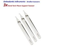 Set di 3 Dentale Ortodonzia Pinzette Bond Tenir Placer Support Bracket Tweezers