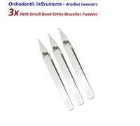 Set di 3 Dentale Ortodonzia Pinzette Direct Bond Bracket Ortho Brucelles Tweezer