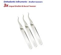 Set di 3 Dentale Ortodonzia Pinzette Lingual Bracket & Buccal holding tweezers