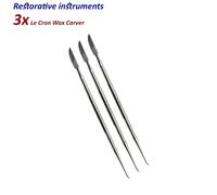 Set di 3 Dentale Restorative MODELLATORE LECRON Wax Modeling Carvers Amalgam Lab