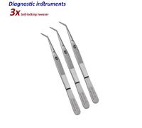 Set di 3 Dentale Strumenti Diagnostica Pinzette Self locking dressing tweezer