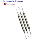Set di 3 Dentale Strumenti Parodontale Gracey Curette 1/2 scaling & root planing