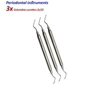 Set di 3 Dentale Strumenti Periodontal curettes columbia 2r/2l calculus removal