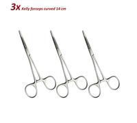 Set di 3 Dentale Strumenti Pinze Kelly curva 14 cm hemostatic locking forceps