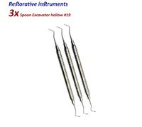 Set di 3 Dentale STRUMENTI Restorative Spoon Escavatore fig. 3 Carious Remover