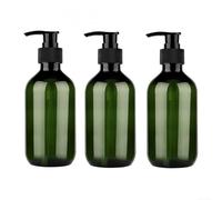 Set di 3 dispenser di sapone a pompa manuale in plastica, adatti per lozioni da bagno, saponi liquidi e shampoo, con bocca larga per un comodo riempimento (verde)