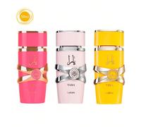 Set di 3 Eau de Parfum da 50 ml: YARA + YARA CANDY + YARA Giallo Nota di testa: Mandarino verde, ribes neroNota di cuore: Caramelle frizzanti alla fragola, gardeniaNota di fondo: Sandalo, sciroppo di 