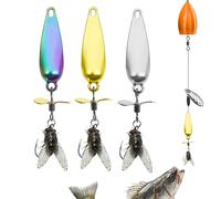 Set di 3 esche artificiali per la , con paillettes, con scatola di immagazzinaggio, copertura per in metallo, per lucioperca, pesce persico e trota