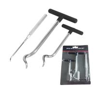 Set di 3 estrattori per guarnizioni in acciaio per O-Ring e paraolio, con teste angolate e opzioni di lunghezza multipla per una rimozione efficace della guarnizione