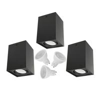 Set di 3 faretti alogeni a montaggio superficiale e 3 lampadine LED GU10 da 5 W