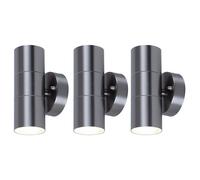 Set di 3 faretti Up Down luci per facciate lampade da parete per esterni illuminazione da giardino in acciaio inox a 2 fiamme