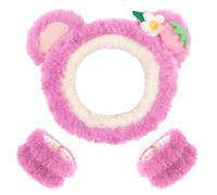 Set di 3 fasce da polso rosa per lavare le orecchie e il viso, morbidi ed elastici, per spa, fascia da polso da donna (rosa-3)