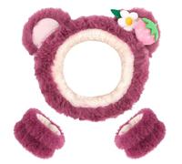 Set di 3 fasce da polso rosa per lavare le orecchie e il viso, morbidi ed elastici, per spa, fascia da polso da donna (rosa-3)