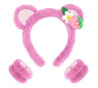 Set di 3 fasce da polso rosa per lavare le orecchie e il viso, morbidi ed elastici, per spa, fascia da polso da donna (rosa-3)