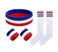 Set di 3 fasce e braccialetti, 1 paio di calzini, fascia per il sudore a righe, fascia per il sudore, fascia per lo sport e il fitness