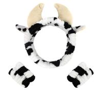 Set di 3 fasce elastiche morbide e graziose fasce per il lavaggio del viso, fascia per il lavaggio del viso, asciugamani da polso per donne (mucca