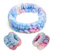Set di 3 fasce per il lavaggio del polso, per il viso, morbido trucco, elastico per il polso, fascia per il sudore, per donne e ragazze, iridescenti, sette colori profondi