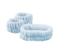 Set di 3 fasce per il lavaggio del viso e le mani, in flanella, 12 colori, antiscivolo, assorbenti, unisex, per trucco viso, spa, yoga, capelli (celeste)