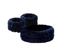 Set di 3 fasce per il lavaggio del viso e le mani, in flanella, 12 colori, antiscivolo, assorbenti, unisex, per trucco viso, spa, yoga, capelli (blu scuro)