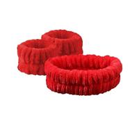 Set di 3 fasce per il lavaggio del viso in flanella, 12 colori, antiscivolo, assorbenti, unisex, per trucco viso, spa, yoga, supporto da polso (rosso)