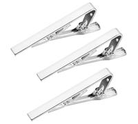 Set di 3 fermacravatta in argento per uomo cravatte regolari cravatta anniversario affari miglior regalo Skiny cravatta riunione bar pizzico set di tono nero argento per chiusura da uomo, 5.5× 2 × 0.7